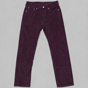 Levi's 505 Pants Men's 30x30 Maroon Corduroy Regular Fit Straight Leg Stretch